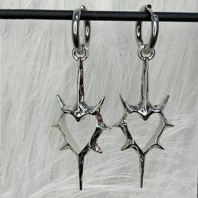 Unique Pendant Earring Punk Thorn Heart Dangle Earrings Hip Hop Hoop Earrings