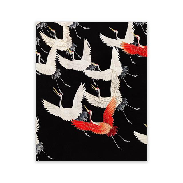 Retro Chinese Style Gold Flying Crane Abstract Sun Animal Canvas Painting Birds Posters Prints Wall Painting for the Living Room