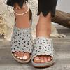 Fashion Fashion Plus Size Hollow Slippers for Women Summer 2025 Soft Sole Med Heel Sandal Woman New Arch Support Peep Toe Slides Mujer