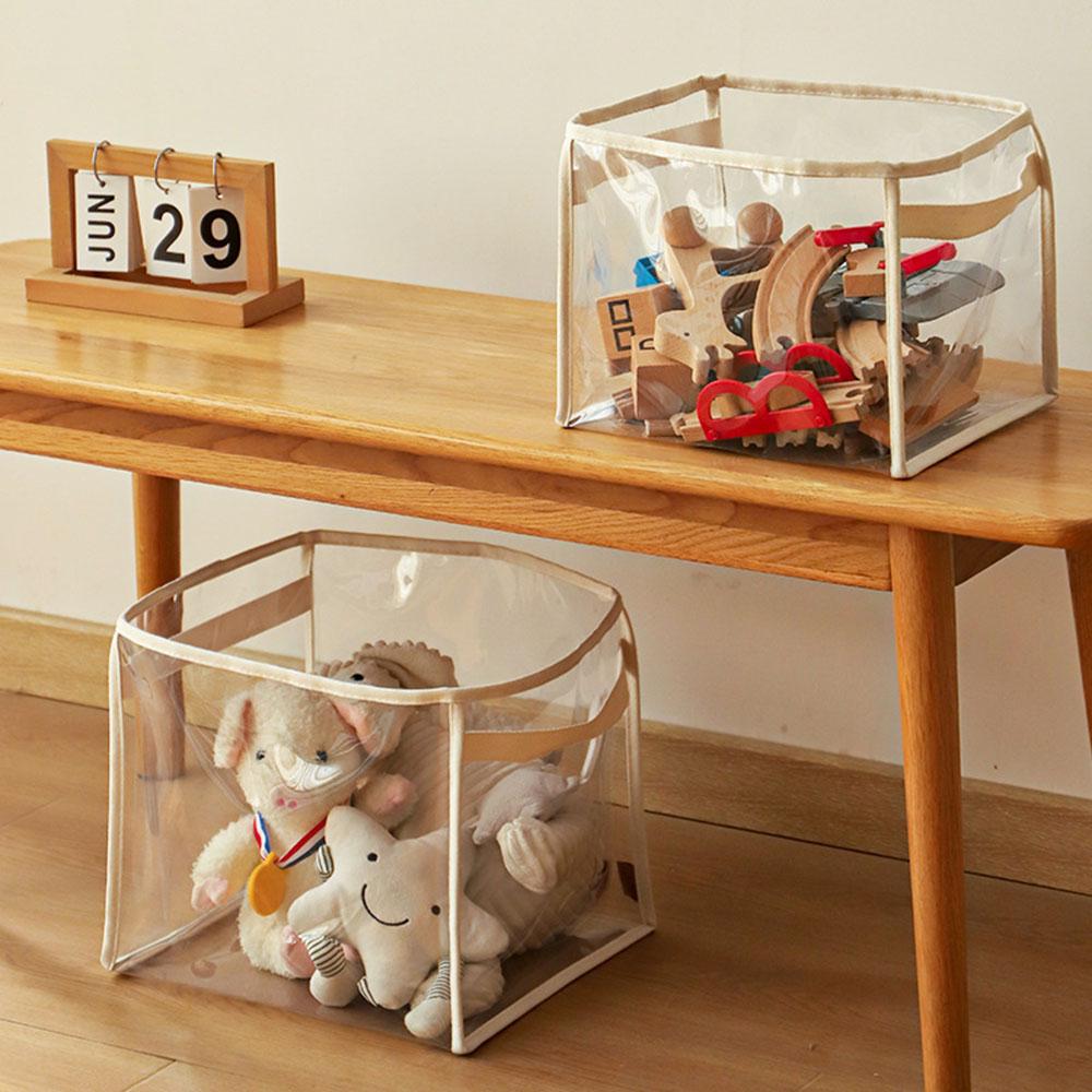 Transparent Storage Box Children's Toys Storage Basket Plush Toys Large-capacity Household Portable Folding Book Storage