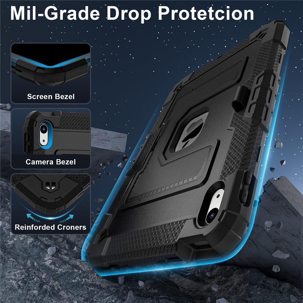 Tablet Case For iPad A16 11th 2025 Heavy Duty Protection Armor Stand Case For iPad 10th 10.9'' 2025 Shockproof Cover With Strap