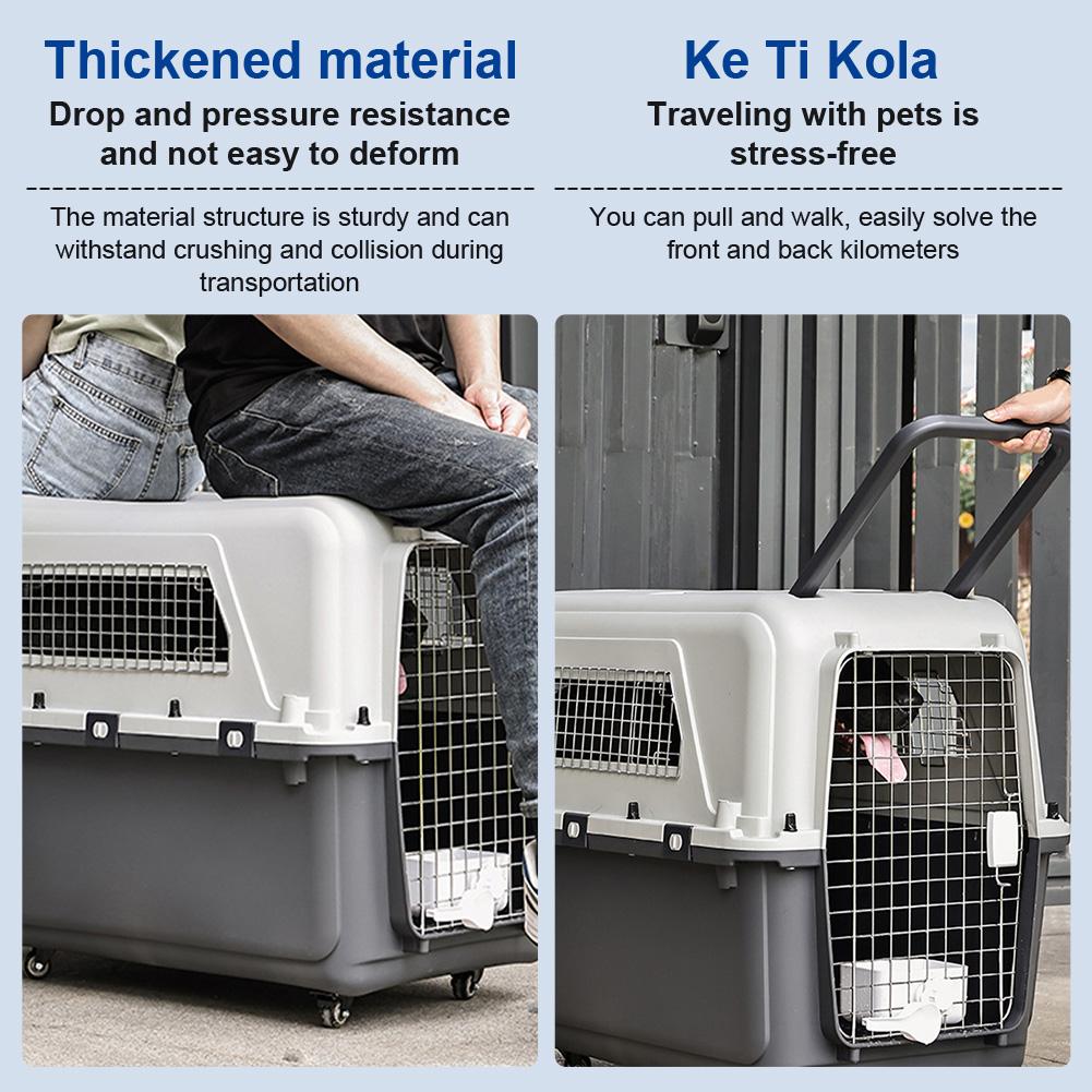 Pet Carrier Airline-Friendly Pet Trolley Case Portable Dog Cat Cage Big Dogs Crates Travel Kennel Airline Wire Door Pets Air Box
