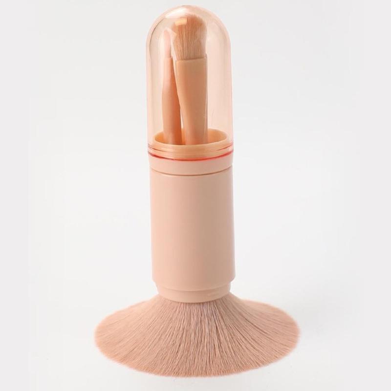 Multi Functional 4 in 1 Makeup Brush with Soft Bristles for Gentle Face Care for Travel or Home Cosmetic Beauty Needs