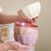 Creative Nordic Style Ceramic Lotus Bowl Household Color Glaze Tableware Cute Pumpkin Rice Bowl Noodle Bowl Breakfast Dessert Bowl