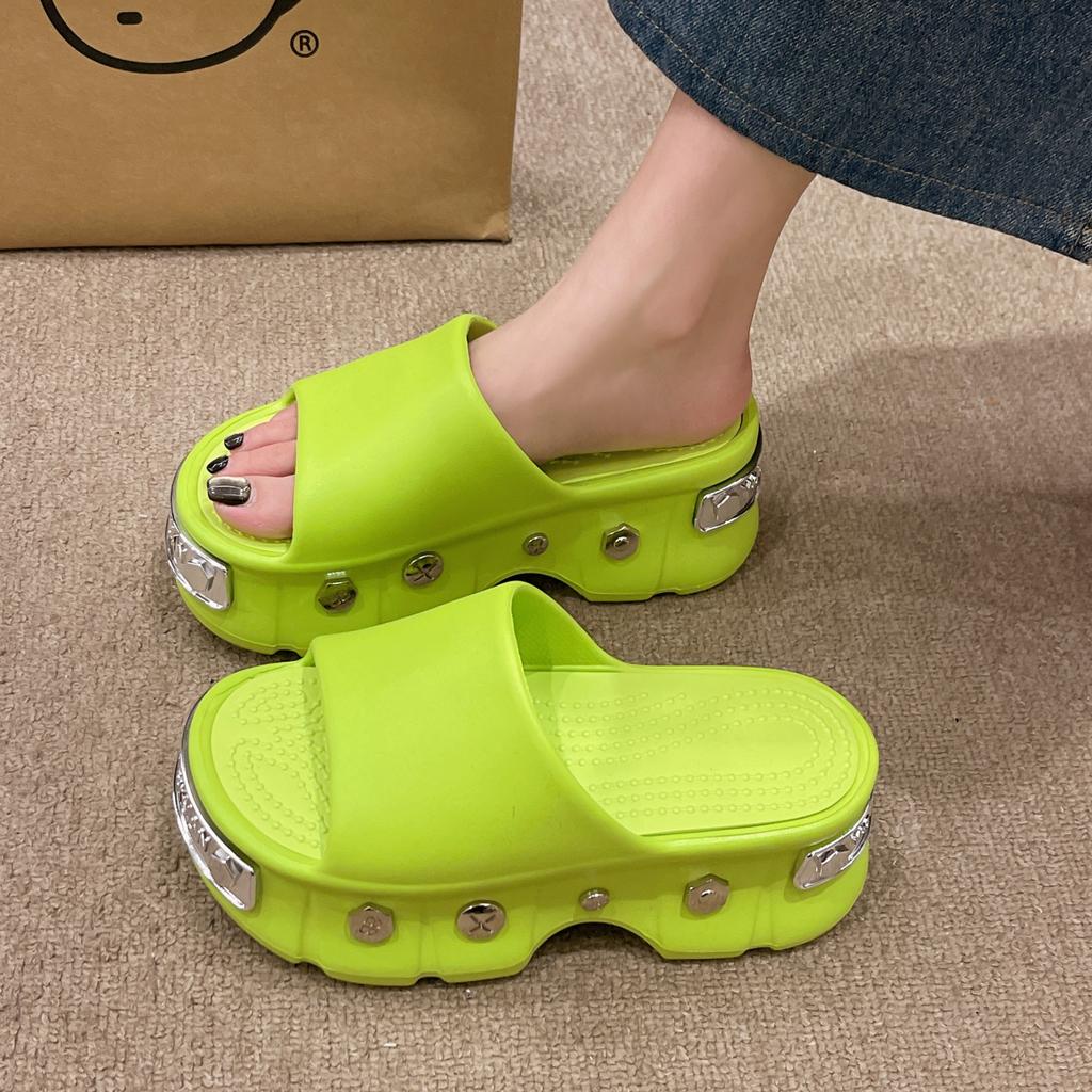 Fashion Women's Flat Shoes Summer New Round Head Open Toe Butterfly Knot Waterproof Platform Soft Sole Anti-slip Wear-resistant Slippers