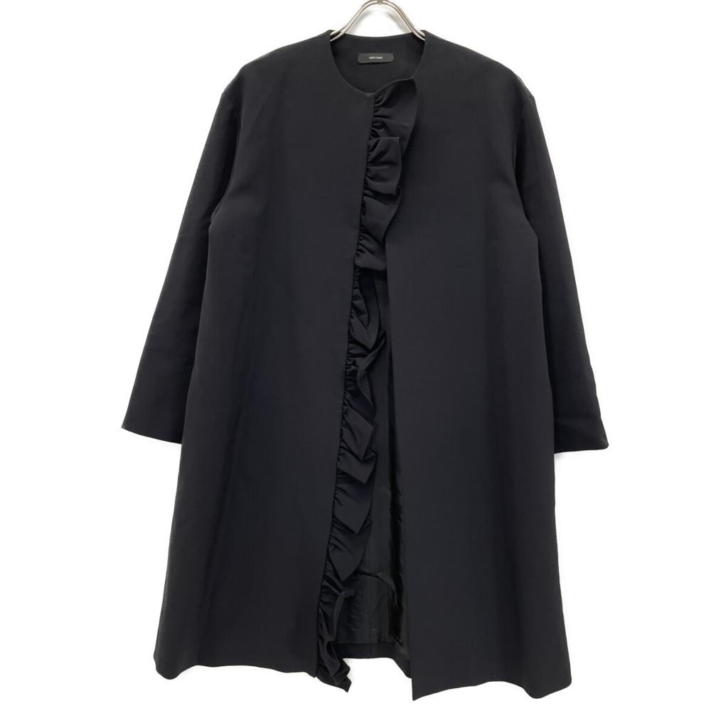 YOKOCHAN YCC-122-173 22AW Black Belted Frill Front Ruffle Coat coat 36 blackUsed