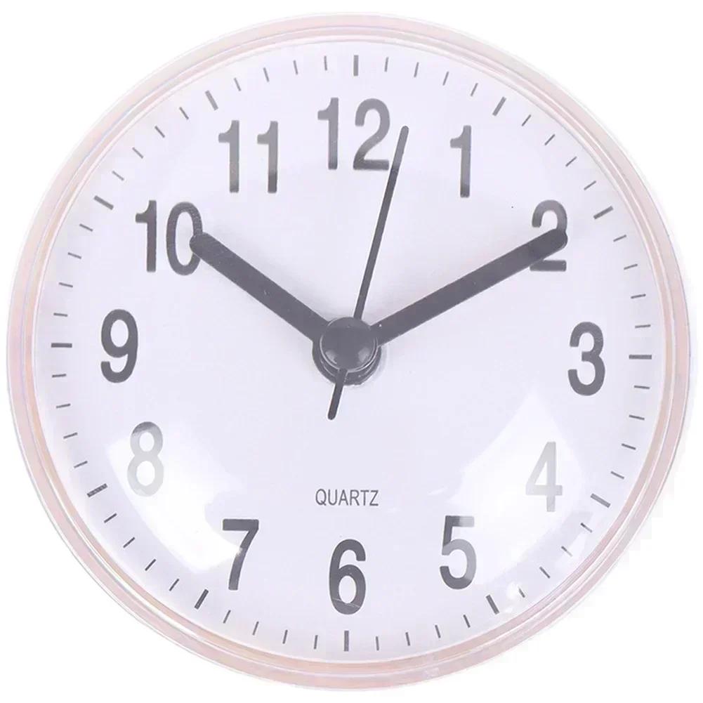 Quartz Wall Clock 7CM Mini Size with Suction Cup Mount Waterproof Anti Fog for Bathroom Kitchen Desk with Clear Numeric Display