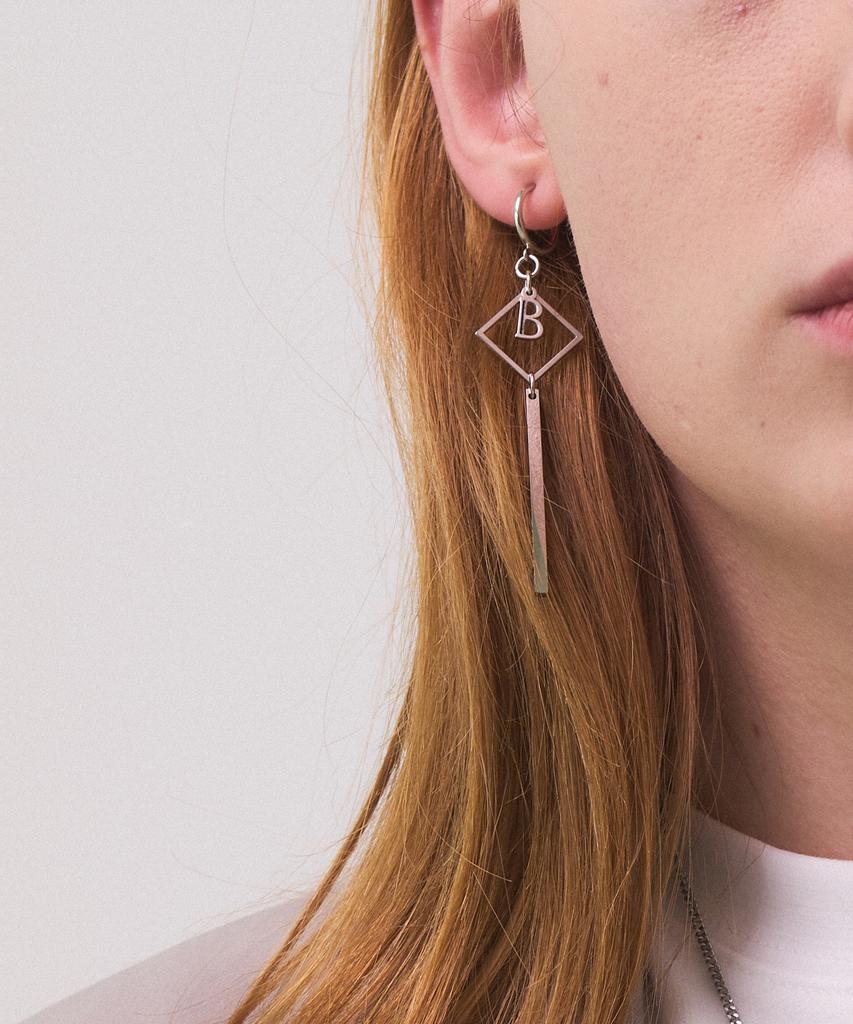 Bassclef Stick Drop Earrings Clip-On Surgical Steel Clef Square Stick Ear