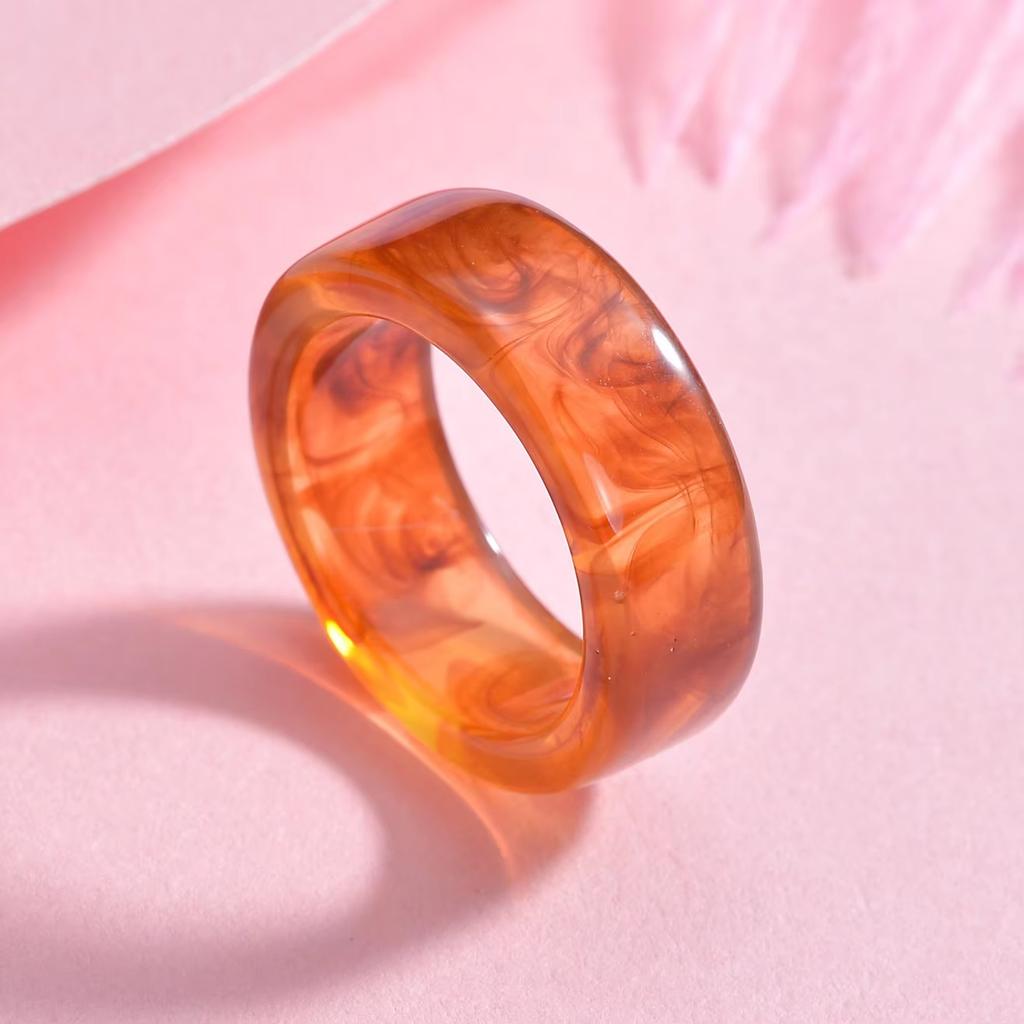 Korean Colorful Transparent Resin Acrylic Rings Set for Women Trendy Geometric Thin Round Ring Wedding Jewelry