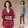 Damen Kariertes Kapuzenshirt Damen Locker Langarm Retro Koreanischer Stil Frühlingsmode Neuheit Mittellanges Oberteil Damen