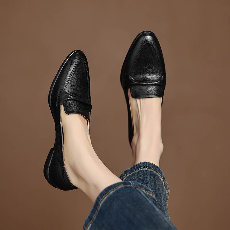 

Krazing Pot Обувь из овчины на осень-зиму, слипоны на низком каблуке, оксфорды, размер 40, с круглым носком, лоферы, туфли-лодочки с глубоким вырезом 37 чёрный