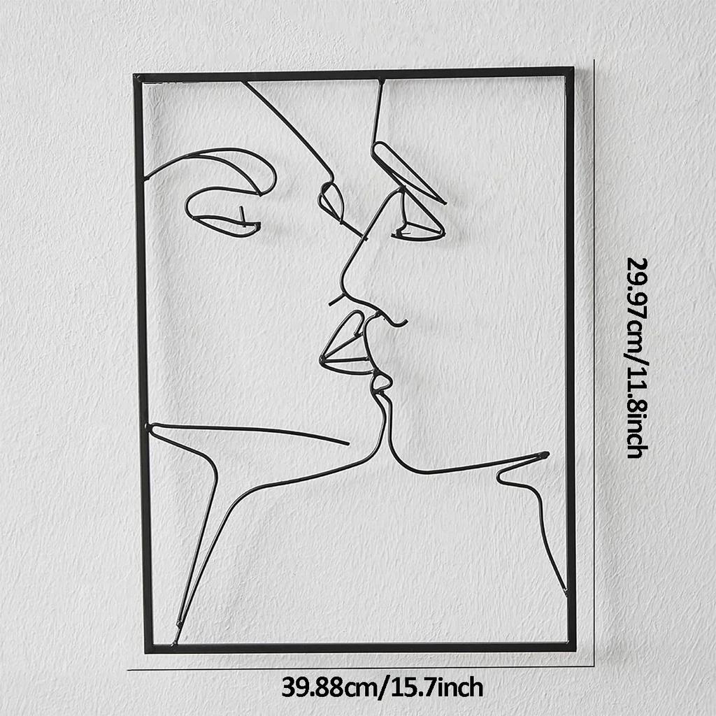 Nowoczesny minimalistyczny wystrój domu: Oszałamiająca abstrakcyjna sztuka ścienna do salonu Abstrakcyjny rysunek linii Metalowa sztuka żelazna