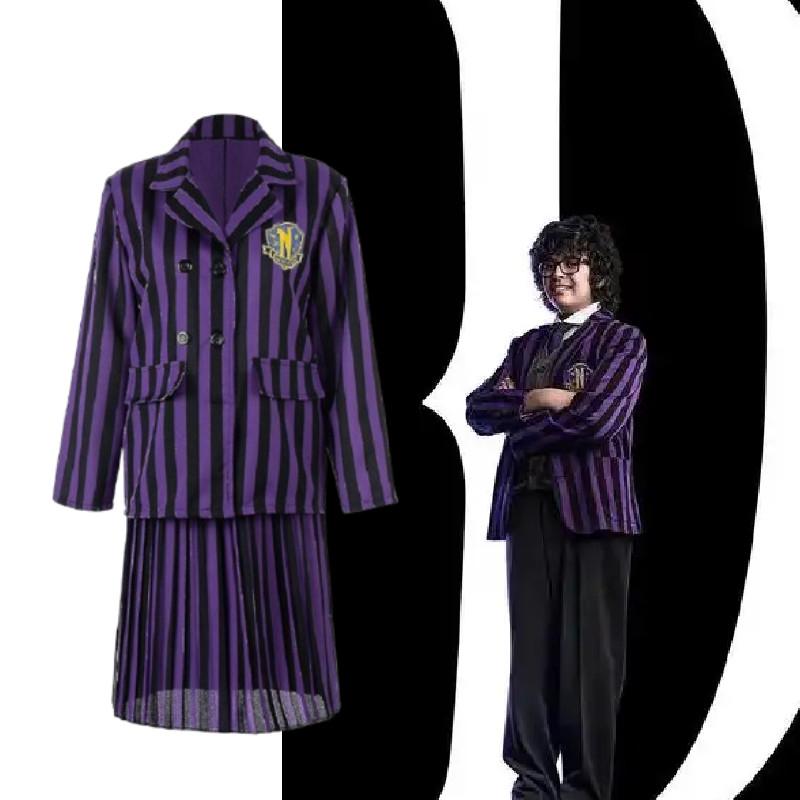 Wednesday Addams Character Cosplay Dress With Polyester Material For Women And Girls