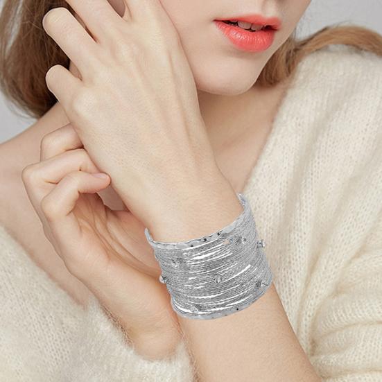 Women Boho Bracelet Multi-Layer Open Bracelet Adjustable Cuff Bracelet