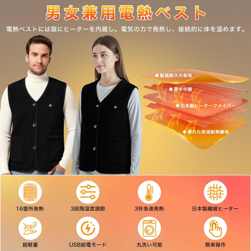 YORIYOI Boa Fleece Heated Vest with 16 Heating 3 Temperature Warm for Cold and as an Electric Heated Unisex for Men and Women Points, Settings,