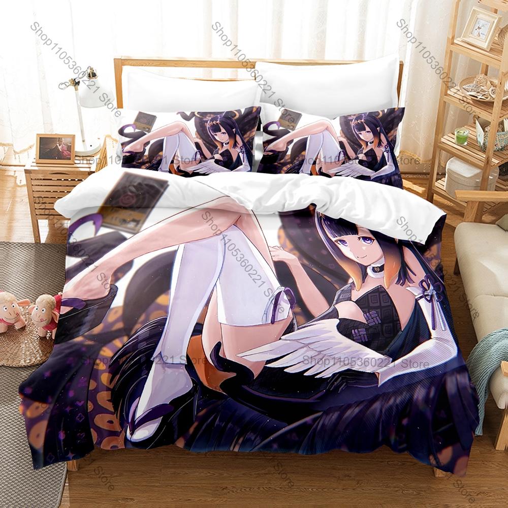 Popular Ninomae Ina'nis Duvet Cover + 2 Pillowcases, Tako Tentacle Design Bedding Set All Season Use for Ina'nis Enthusiasts