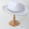 Soft Sweet Unisex Hat British Stylish Hat Rhinestones Fashionable Western Hat  for Parties and Weddings