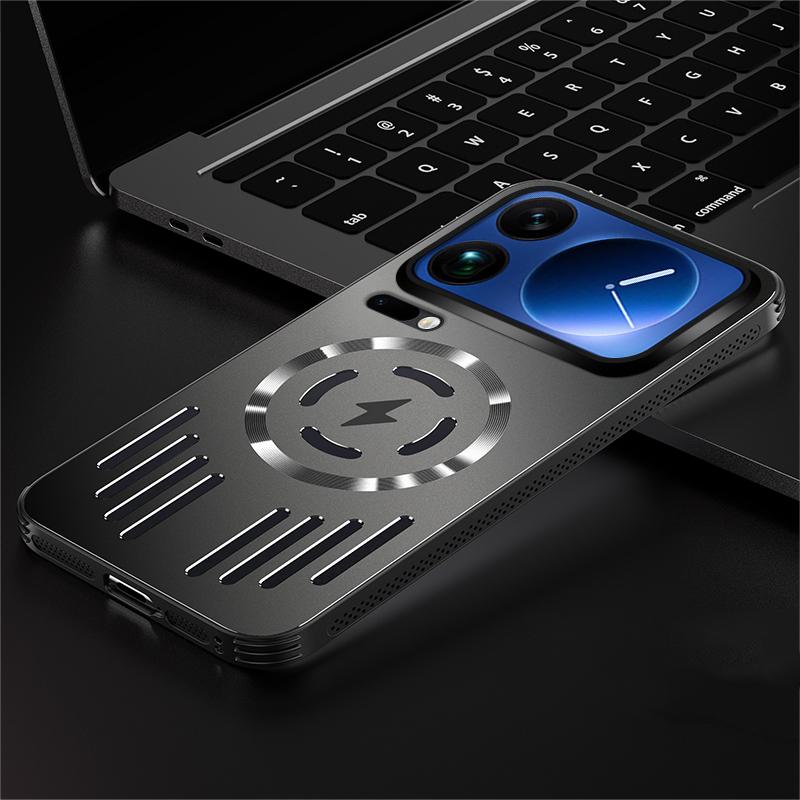 Hard Metal Heat Dissipation Magnetic Wireless Charging Cover For Xiaomi 17 Pro Max 15 Ultra 14 13 Pro Cool Protective Back Case