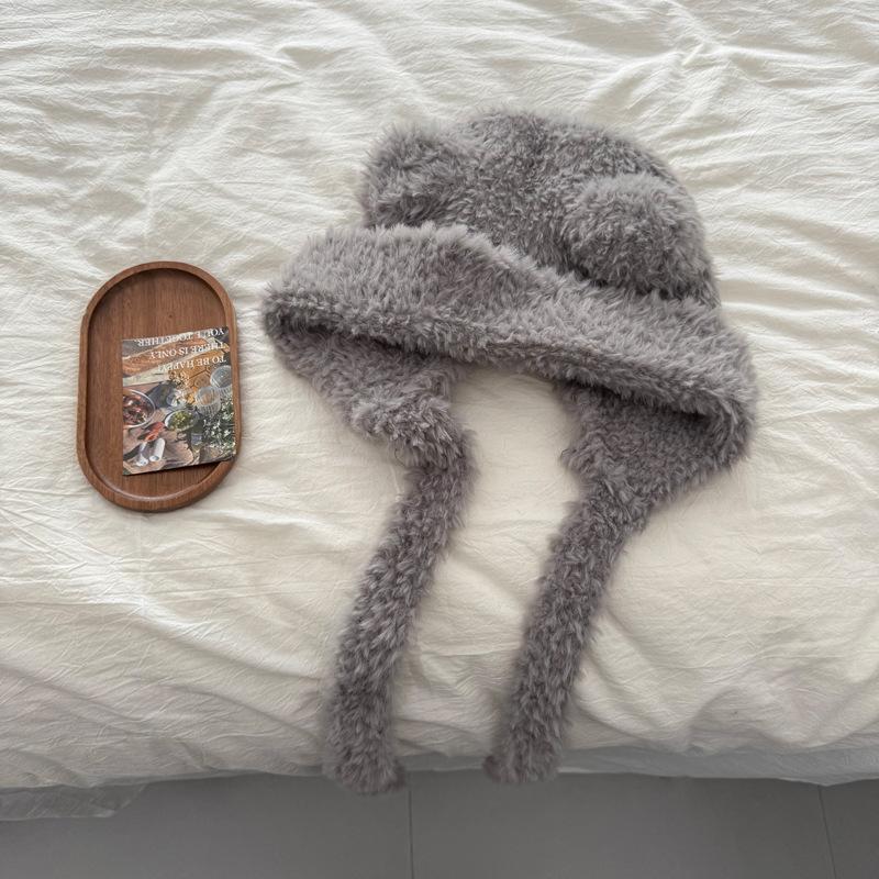 New Cute Ears Plush Hat Straps Autumn and Winter Warm Ear Hat Women's Sweet Couple Hat