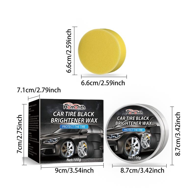 Car Tire Shine Wax Paste Black Brightener Long Effect Durable Formula AntiAging Water Resistant Polishing Cream for Tire Maintenance