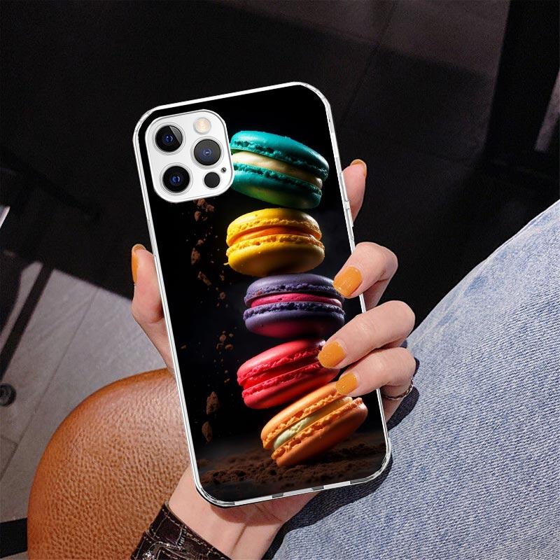 Macaron Ice Cream Cake Doughnut Phone Case For iPhone 17 Air 16 Pro Max 16E 15 + 14 Plus 11 12 13 Mini 7 8 SE Gift Print Cover F