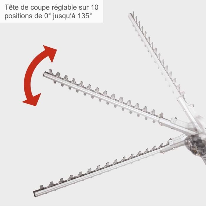 Taille-haie électrique télescopique - SCHEPPACH- ETHT1000 - Capacité de coupe 16 mm - réglable sur 6 positions