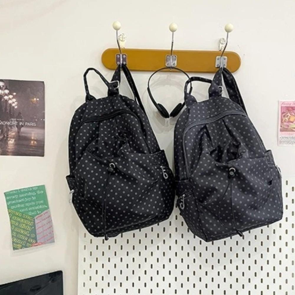 Versatile Polka Dot Women's Backpack Lightweight Nylon Backpack Bag School Bag For Students Travel Use