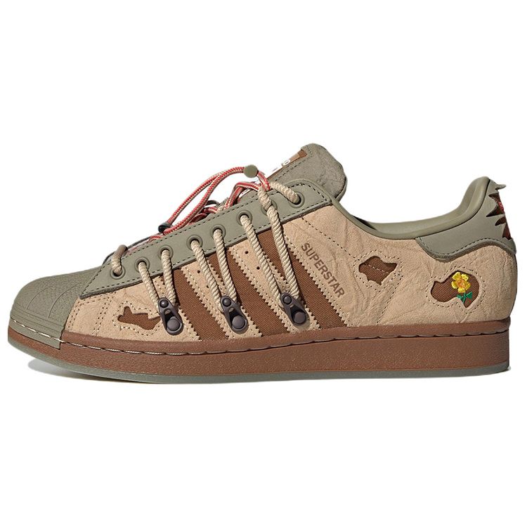 Adidas Originals Melting Sadness X  Superstar Rabbit Hole Collection Leather Classic Low-Top Sneakers Unisex Sneakers Green Brown H06340