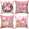 1pc Pink Chrismas Cushion Cover Santa Claus Snowman Bow Washable Cover 2025 New for Home Ornament Xmas New Year Decoration