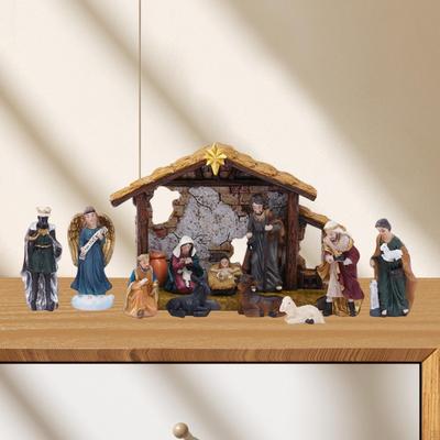 12x Christmas Nativity Figurines Decorations Ornament Miniature Resin Collectable Holy