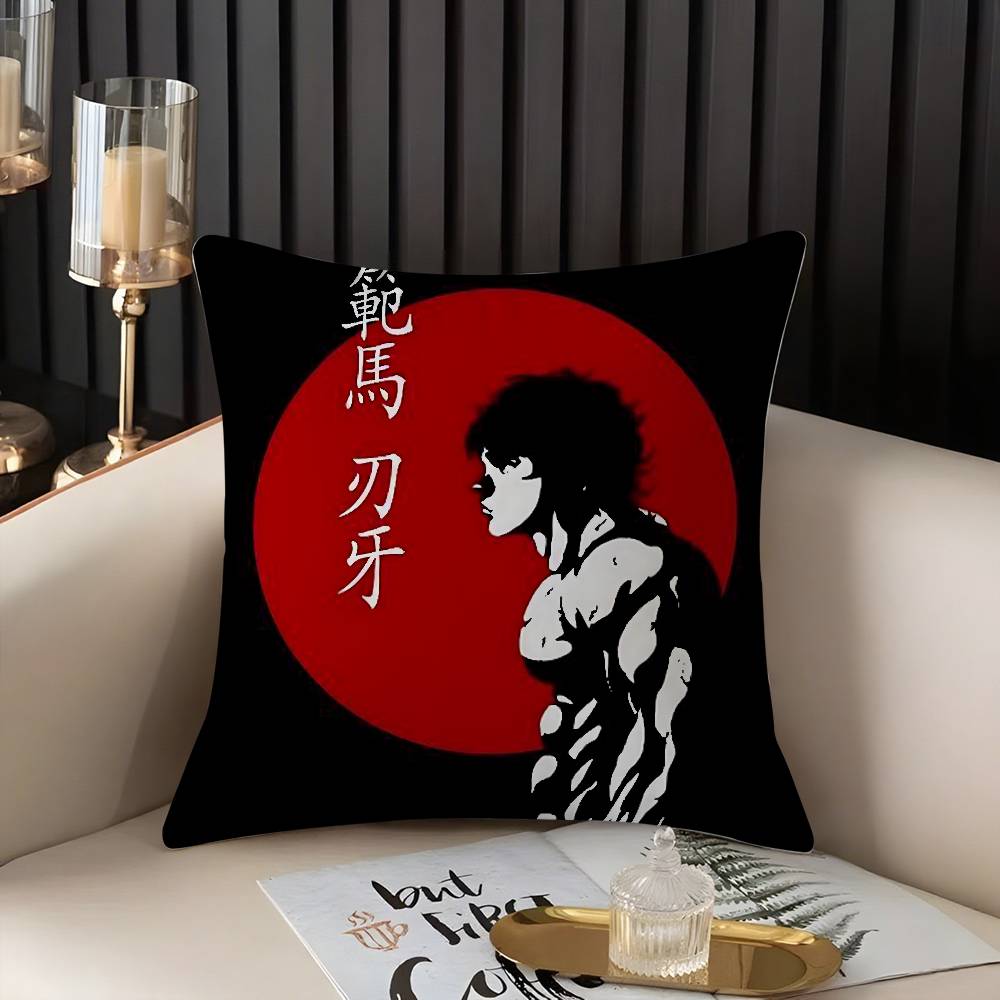 H-Hanma B-Baki Pillow Case Home Dorm Chair Back Short Plush Double-Sided Printing Office Nap Time Cushion Cover