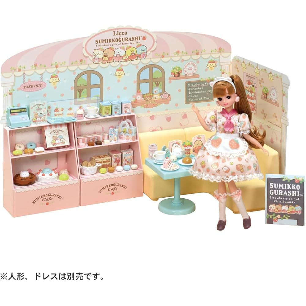 Takara Tomy Licca Sumikko Gurashi Café Doll Set with Accessories for Pretend Play Ages 3 and Up