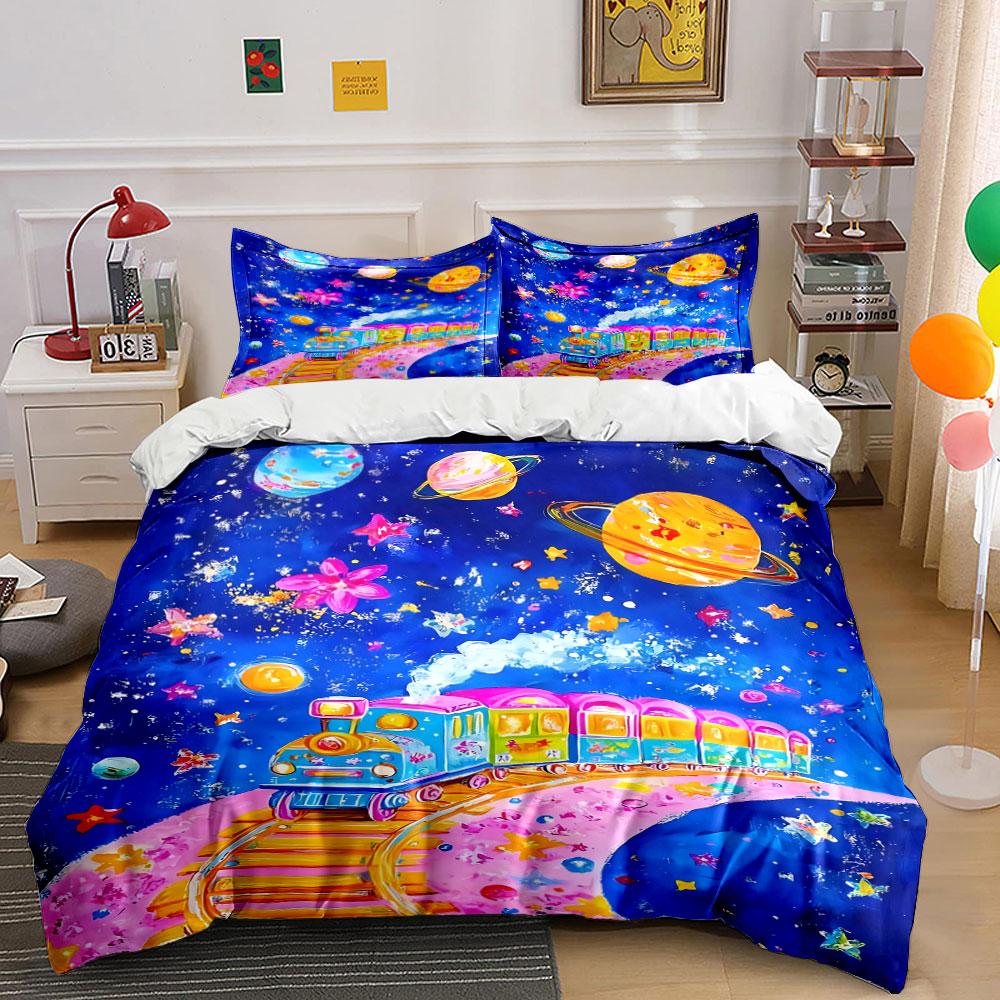 

Planets, stars, train motif. Bedding sets Duvet cover sets Duvet covers Pillowcases(1 * Duvet Cover 2 * Pillowcases, without duvet insert) 135x200cm