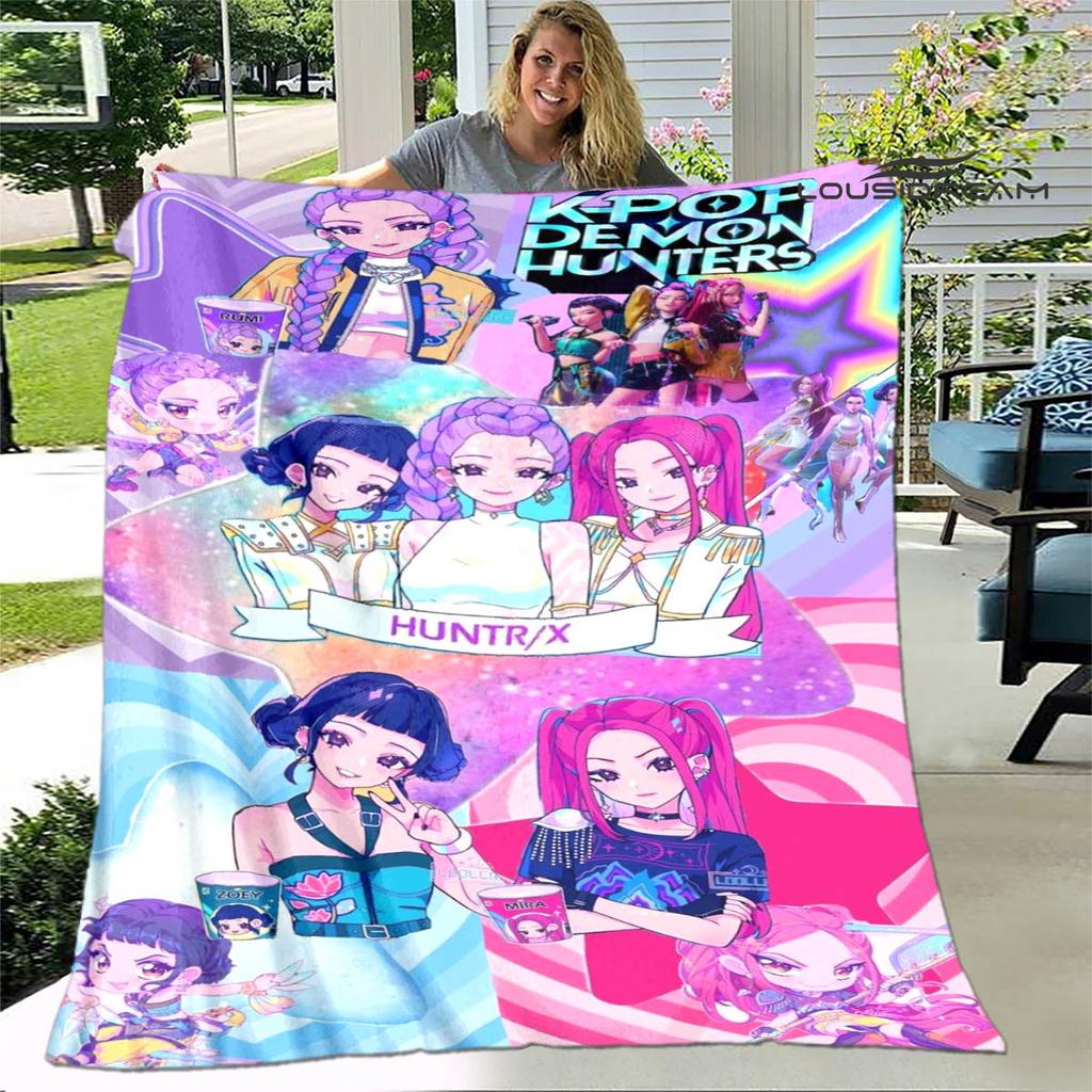 3D KPop Demon Hunters Cartoon blanket Warm blankets Soft and comfortable blanket Home Travel Blankets bed linings Birthday Gift
