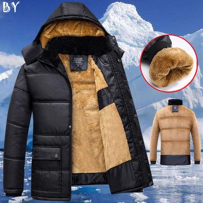 Casaco Masculino De Algodão Espessante De Inverno À Prova De Frio Jaqueta De Manga Longa Com Capuz Térmico