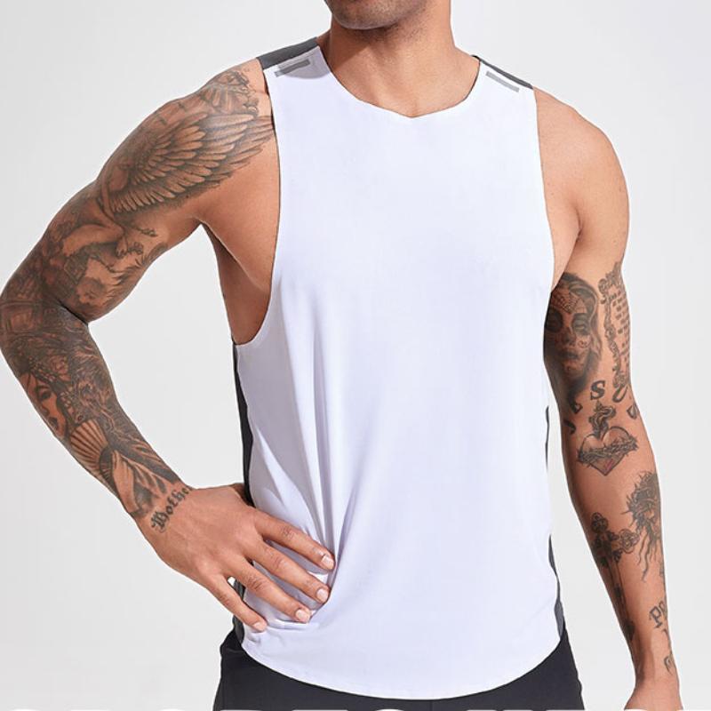 Men Gym Jogging Vest Tank Basketball Sport Wear Male Running Sleeveless Shirt Muscle Fit Top Training Outdoor Clothes Breathable