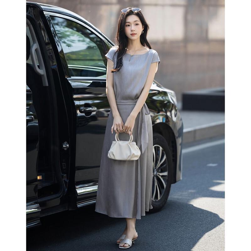 Women's Minimalist Summer Flutter Sleeve Top & Skirt Set