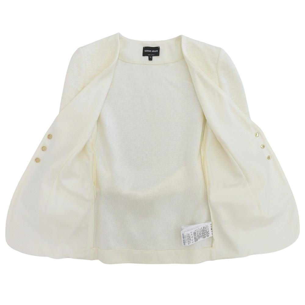 GIORGIO ARMANI Linen Blend Jersey Double Breasted Blazer Jacket Women's Size 36 3DAG51 AJJZZ 23 Jacket 36 whiteUsed