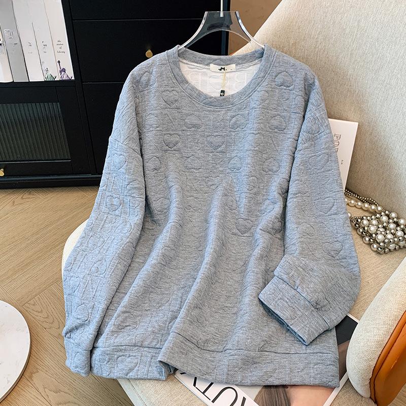 Autumn Plus Size Women's Love Printed Loose Sweatshirt Casual Long Sleeve Pullover