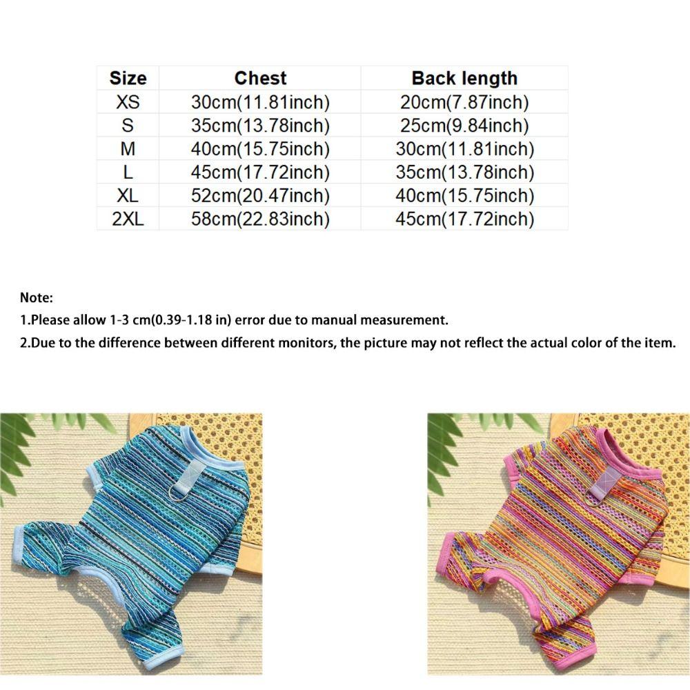 Thin Dog Sun Protection Clothes Colorful Stripes Four Legged Dog Clothes Puppy Rompers  Daily Wear