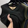 Padded Vest Women Winter Sleeveless Undershirt Double-sided Velvet Warmth Thickened V-neck Elastic Bottoming Fir