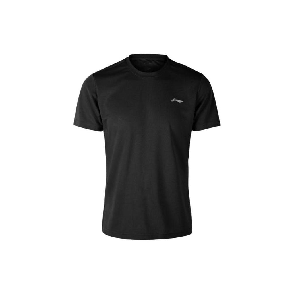 Li Ning Brand Logo Round Neck Short Sleeve T-Shirt Men Tops Black ATSL053-6