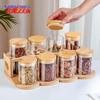 Glass Spice Jar Set with Wooden Rack