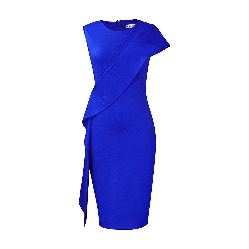 

Женское летнее модное короткое платье большого размера, элегантное цельное платье-футляр S сапфир синий