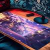 Anime Purple Cherry Blossom Town Large Gaming Mouse Pad Non‑Slip Rubber Mat For Smooth Mouse Control Laptop Gaming Desktop