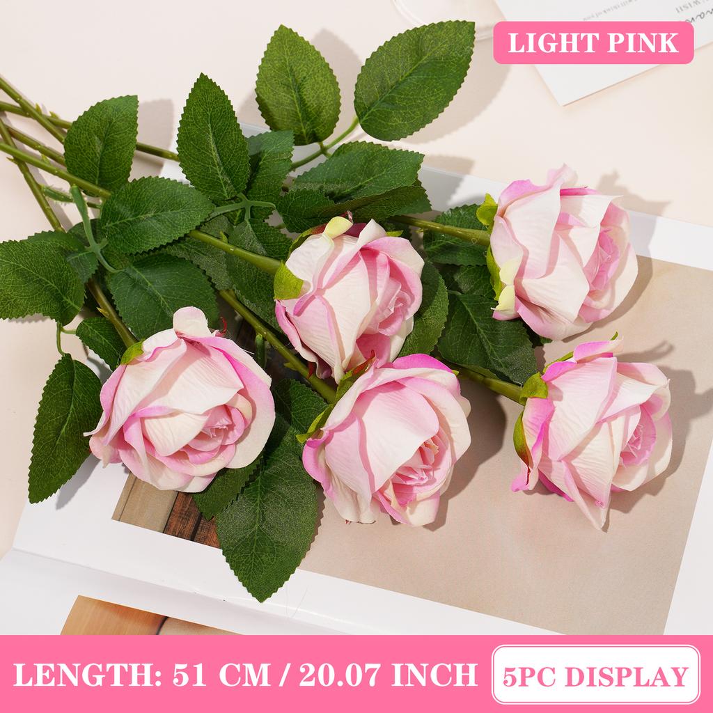 3/5 Stück 51 cm künstlicher Rosenstrauß aus rotem Samt, ideal für Heimdekoration, Partys, Tischdekoration, Valentinstag, Hochzeiten und DIY-Projekte