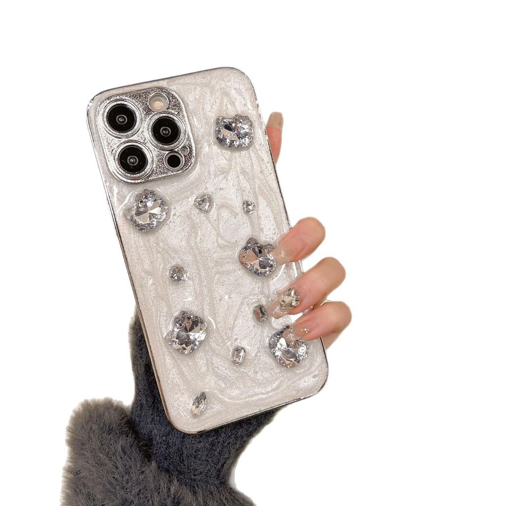 Applicable To Iphone16Promax Rhinestone Mobile Phone Case Luxury Gem Apple 15 Protective Case 14/13 Full Package