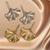 A Pair of Retro Fashion Exaggerated Alloy Ginkgo Biloba Leaf Earrings for Daily Casual and Versatile Banquets and Parties