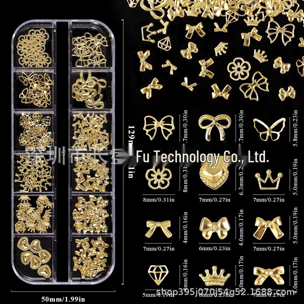 Mini Crown Bow Heart Rhinestone Nail Stickers for Manicures