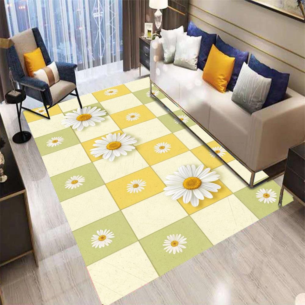 Checkered Floral Small Fresh Carpet Washroom Floor Mat Rugs Living Room Rugs for Bedroom Moderne Home Dekoration